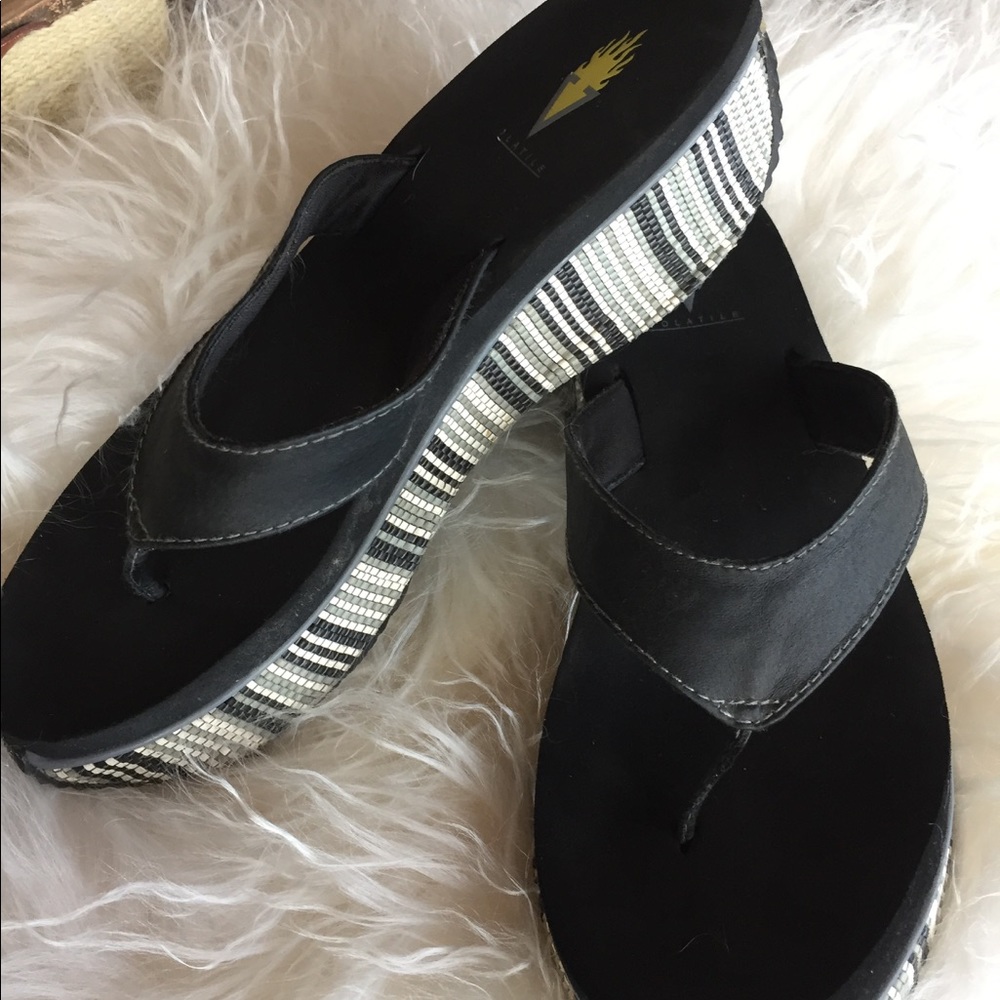 Wedge heel flip flops